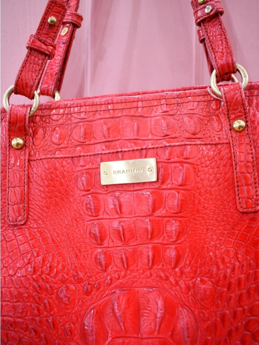 Brahmin Red Croc-Embossed Tote - Picture 3 of 6